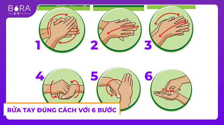 Thực hiện rửa tay theo 6 bước sau để có một đôi tay mịn màng